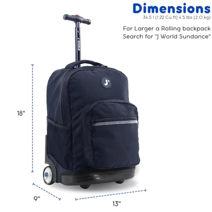 J World New York Sunrise Rolling Backpack, Black, One Size by J World New York - Image 4