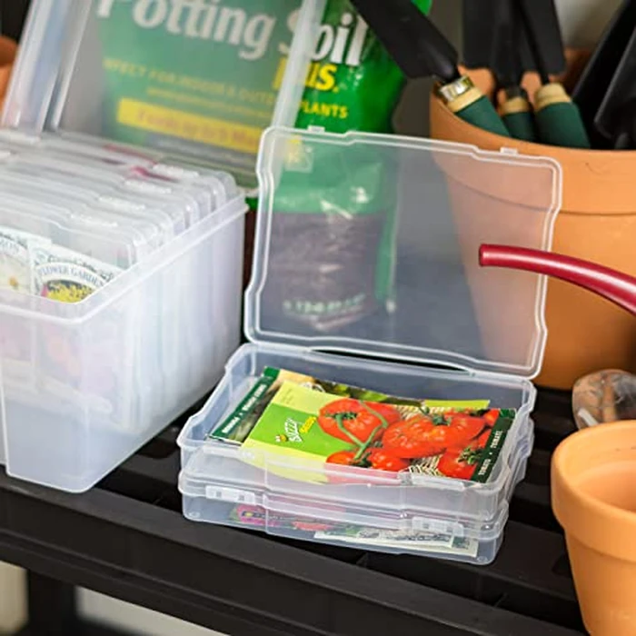 IRIS USA 5" x 7" |Made in USA| Photo Organizers and Picture Storage Box with Handle, 6 Inner Cases/Containers for Tasks, Stickers, Ephemera, & Flashcards - Clear by IRIS USA - Image 8