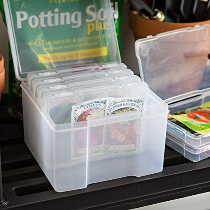 IRIS USA 5" x 7" |Made in USA| Photo Organizers and Picture Storage Box with Handle, 6 Inner Cases/Containers for Tasks, Stickers, Ephemera, & Flashcards - Clear by IRIS USA - Image 9