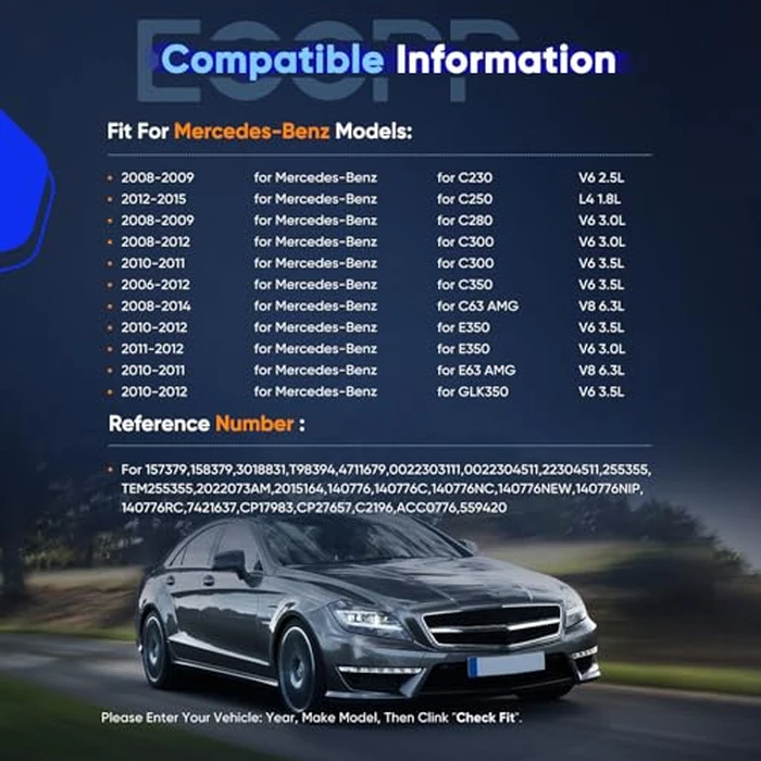 ECCPP A/C Compressor with Clutch 2008-2012 Fit for Mercedes-Benz C230 C280 C350 C350 E300 E350 GLK300 AC Compressor by ECCPP - Image 2