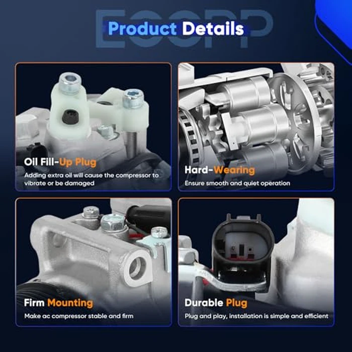 ECCPP A/C Compressor with Clutch 2008-2012 Fit for Mercedes-Benz C230 C280 C350 C350 E300 E350 GLK300 AC Compressor by ECCPP - Image 3