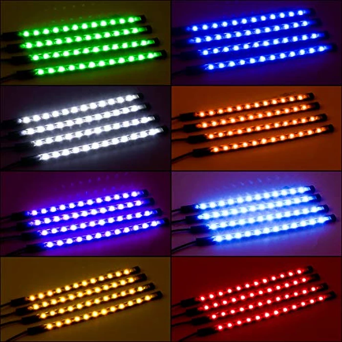 Nilight - TR-06 4PCS 48 LED Interior Lights DC 12V Multicolor Music Car Strip Light Under Dash Lighting Kit with Sound Active Function and Wireless Remote Control, 2 Years Warranty by Nilight - Image 5