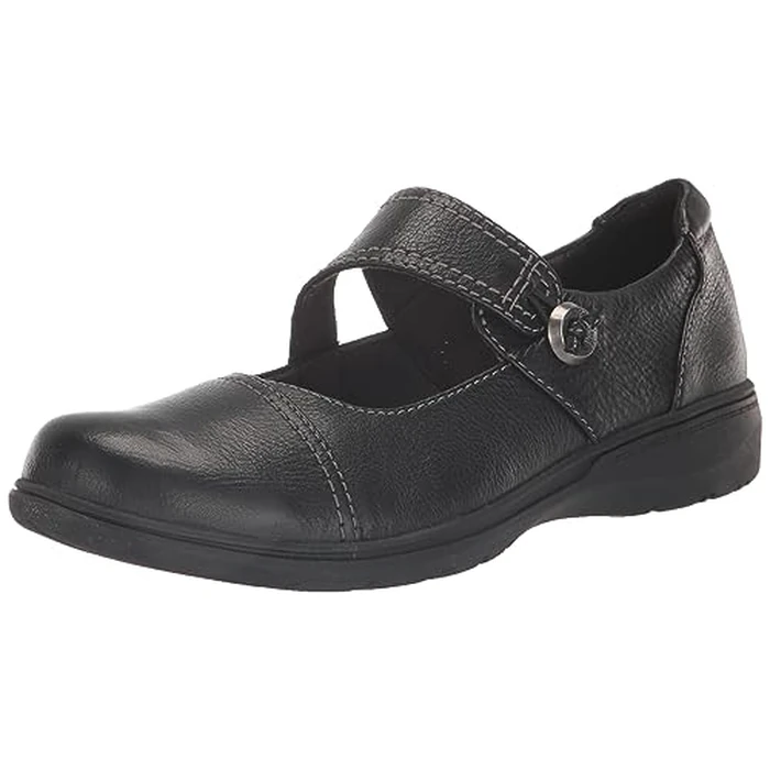 Clarks Collection Women's Carleigh Jane Mary Jane Flat, Black Leather, 8.5 Narrow US by Clarks - Image 1