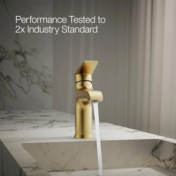 KOHLER K-37891-4-2MB Hint(R) Single-Handle Bathroom Sink Faucet, Single Lever Handle Bathroom Faucets, 1.2 GPM, Vibrant Brushed Moderne Brass by Kohler - Image 3