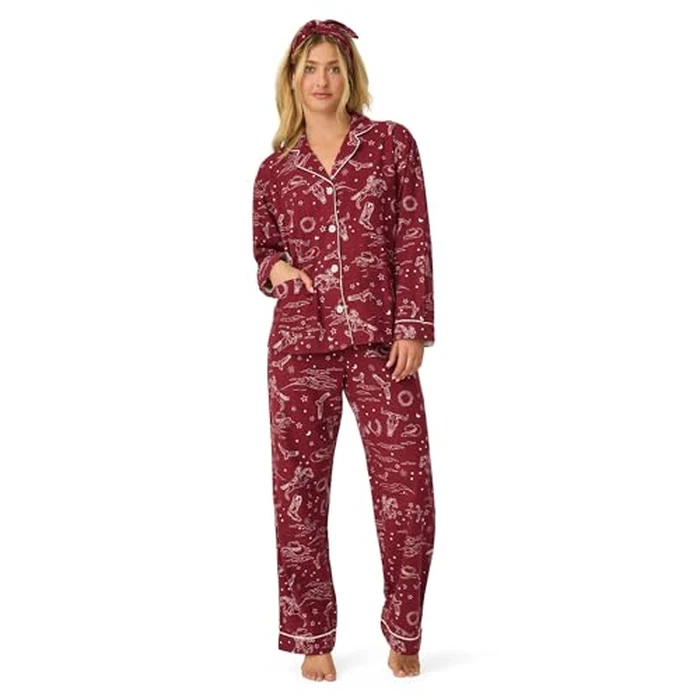 P.J. Salvage Women's Cotton Flannel Long-Sleeve Top, Pant and Headband 3-Piece Pajama Set, Port, X-Large by PJ Salvage - Used - Very Good condition