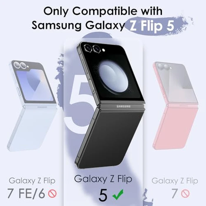 JETech Case for Samsung Galaxy Z Flip 5 2023 with Hinge Protection, Heavy Duty Rugged Protective Hard PC Phone Cover, Anti-Fingerprint Matte Finish (Black) by JETech - Image 2