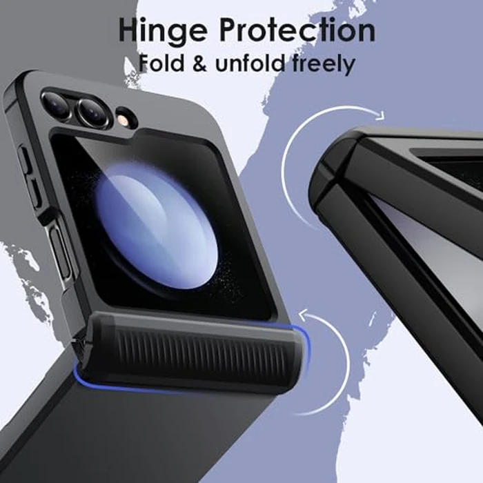 JETech Case for Samsung Galaxy Z Flip 5 2023 with Hinge Protection, Heavy Duty Rugged Protective Hard PC Phone Cover, Anti-Fingerprint Matte Finish (Black) by JETech - Image 3