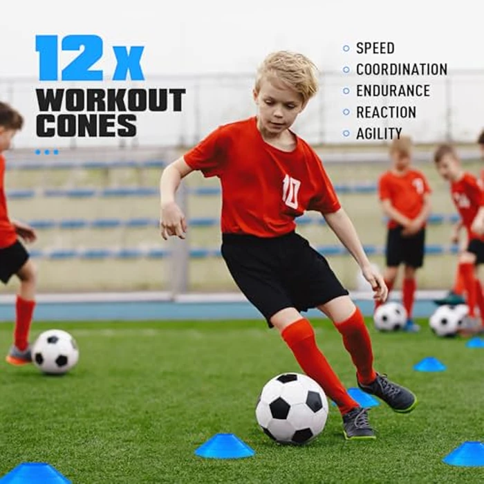 KUTIZE Soccer Training Equipment, 20ft Agility Ladder Set,12 Cones, 4 Hurdles, Parachute, Jump Rope & Carry Bag, Improves Power, Speed, Strength, Basketball Foodball Training Equipment for Youth Adult by KUTIZE - Image 4