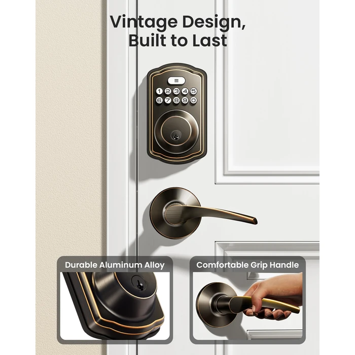 Veise Keyless Entry Door Lock with 2 Lever Handles - Electronic Keypad Deadbolt, Easy Installation Digital Smart Front Door Lock Set, Oil Rubbed Bronze by Veise - Image 3