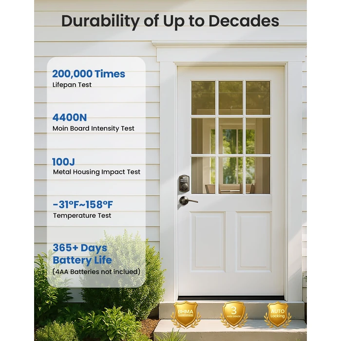 Veise Keyless Entry Door Lock with 2 Lever Handles - Electronic Keypad Deadbolt, Easy Installation Digital Smart Front Door Lock Set, Oil Rubbed Bronze by Veise - Image 6