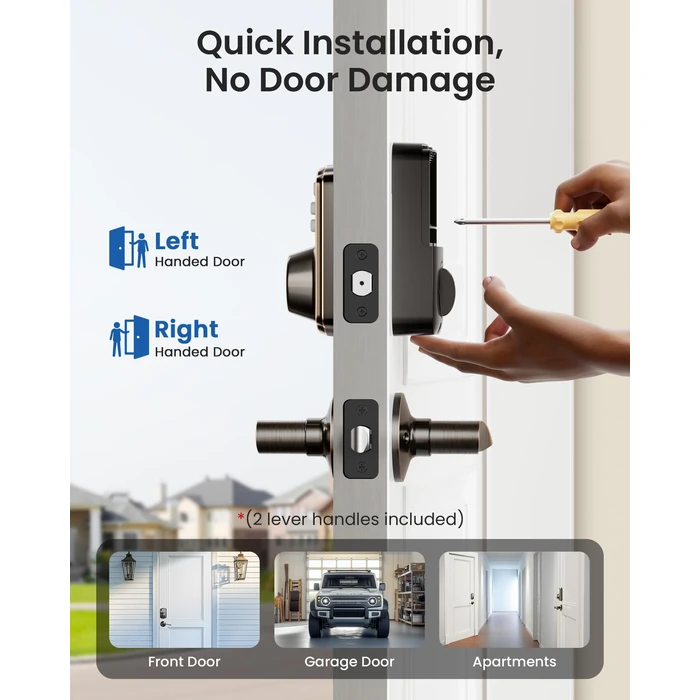 Veise Keyless Entry Door Lock with 2 Lever Handles - Electronic Keypad Deadbolt, Easy Installation Digital Smart Front Door Lock Set, Oil Rubbed Bronze by Veise - Image 7