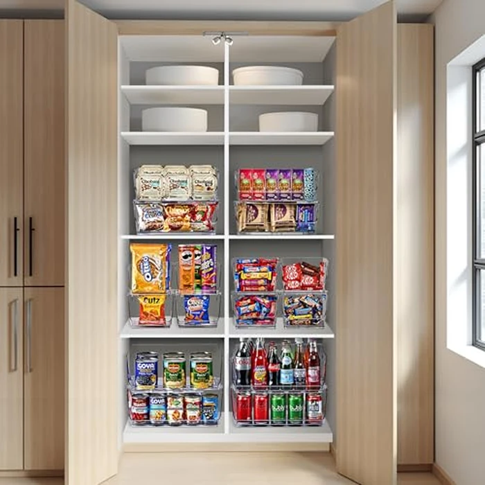 Sorbus Stackable Storage Bins Open Front - Pantry Bins for Storage and Organization for Kitchen - Clear Pantry Organizer Bins (Medium 4 Pack) by Sorbus - Image 2