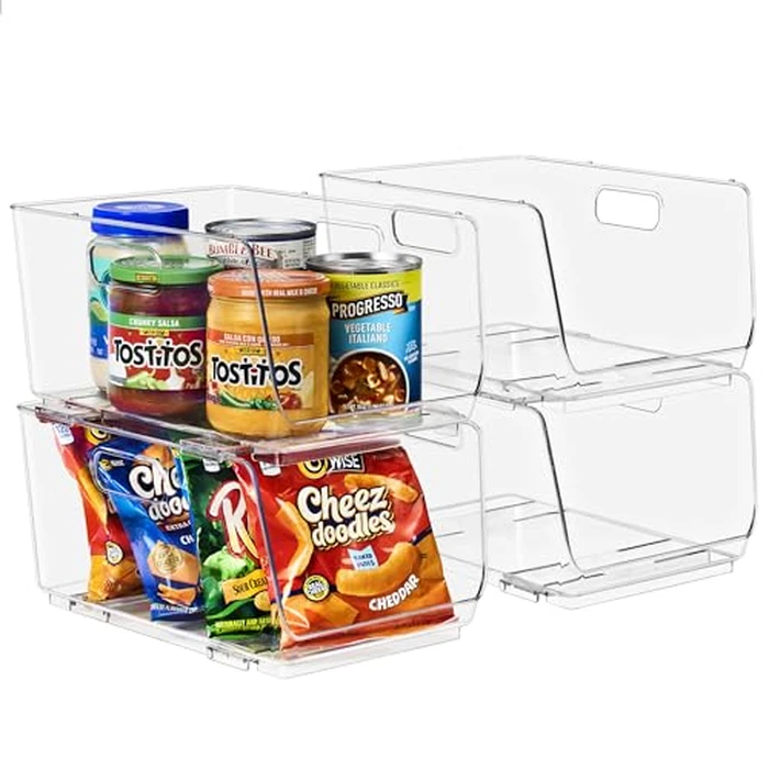 Sorbus Stackable Storage Bins Open Front - Pantry Bins for Storage and Organization for Kitchen - Clear Pantry Organizer Bins (Medium 4 Pack) by Sorbus - Image 7