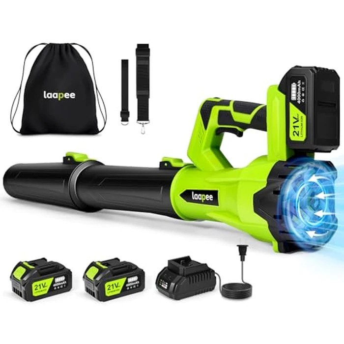 Leaf Blower Cordless,Electric Leaf Blower with 2 4.0Ah Battery Powered and Fast Charger, Lightweight Cordless Blowers for Spring Lawn Care and Dust,6 Speed Control by laapee - Used - Very Good condition - US$61.12