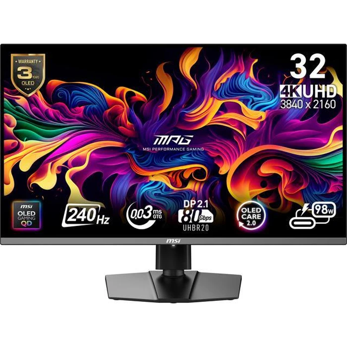 MSI 32 inch UHD 4K 240Hz AMD FreeSync Premium Pro & G-Sync Compatible 0.03ms HDR400 USB-C KVM DP 2.1a OLED Gaming Computer Monitor with Height by MSI - Open Boxproduct Type condition