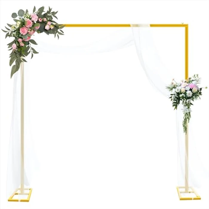 8FT Adjustable Square Backdrop Stand, Wedding Arch Frame, Heavy Duty Backdrop Stand, Adjustable Metal Backdrop Stand with Storage Bag, Backdrop Frame for Baby Shower Birthday Party, Anniversary by YIJXPOIN - Used - Acceptable condition - CA$46.61