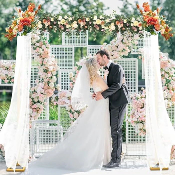 8FT Adjustable Square Backdrop Stand, Wedding Arch Frame, Heavy Duty Backdrop Stand, Adjustable Metal Backdrop Stand with Storage Bag, Backdrop Frame for Baby Shower Birthday Party, Anniversary by YIJXPOIN - Image 6