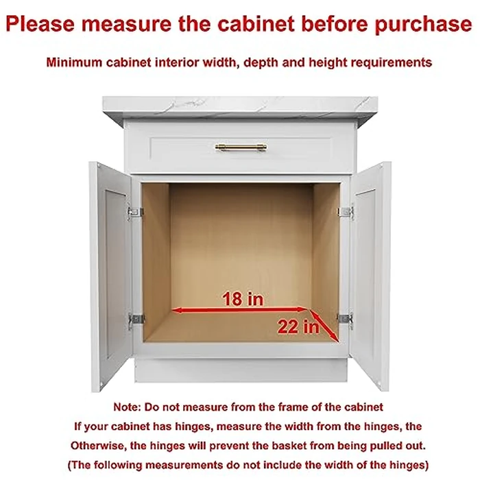 Pull Out Cabinet Organizer,Heavy-Duty Slide Out Shelf, Wood And Wire Basket, Pull Out Drawer for for Kitchen Under Sink Space, Pantry, Bathroom (17 * 21in -Wood and Wire) by Sikarou - Image 3