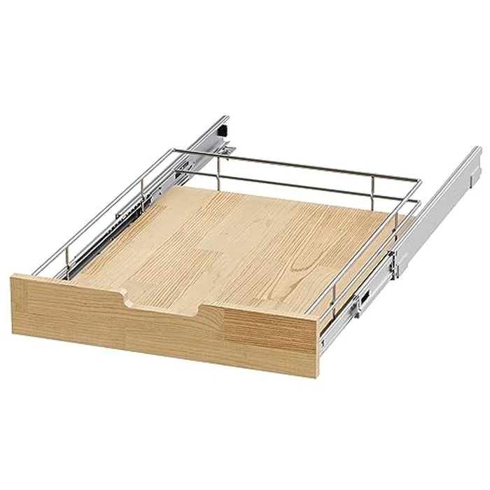 Pull Out Cabinet Organizer,Heavy-Duty Slide Out Shelf, Wood And Wire Basket, Pull Out Drawer for for Kitchen Under Sink Space, Pantry, Bathroom (17 * 21in -Wood and Wire) by Sikarou - Image 7