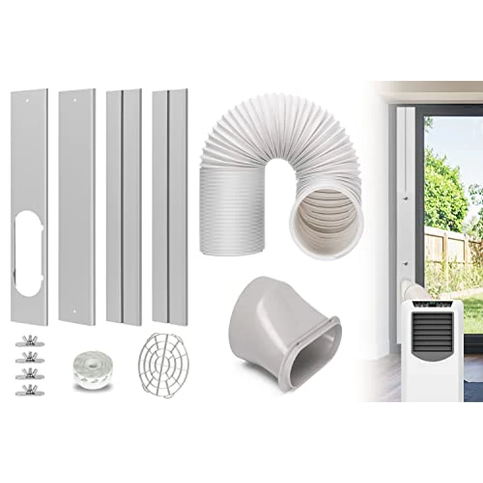 KLOLKUTTA Sliding Door Air Conditioner Kit, Portable AC Sliding Glass Door Vent Kit Seal Plates with 5.9” Exhaust Hose Duck Coupler for A/C Replacement Doors Slide Set by KLOLKUTTA - Used - Good condition