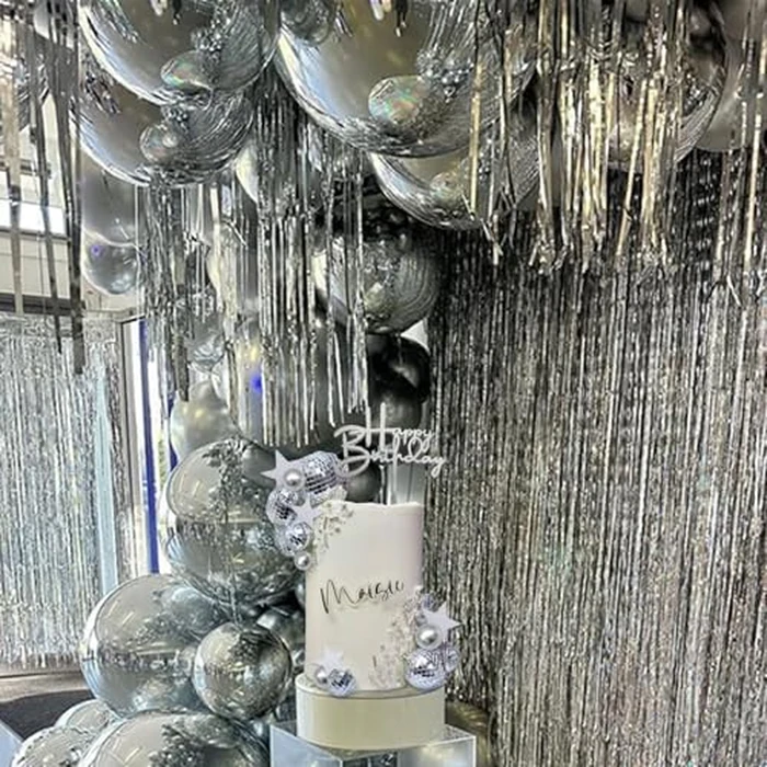 40Pcs Disco Ball Cake Toppers Silver Balls Cake Decorations with Silver Mirror Balls Happy Birthday Cake Topper Star Cake Toppers for 70s 80s 90s Disco Music Dance Themed Party Decorations Supplies by SONICEBUY - Image 5