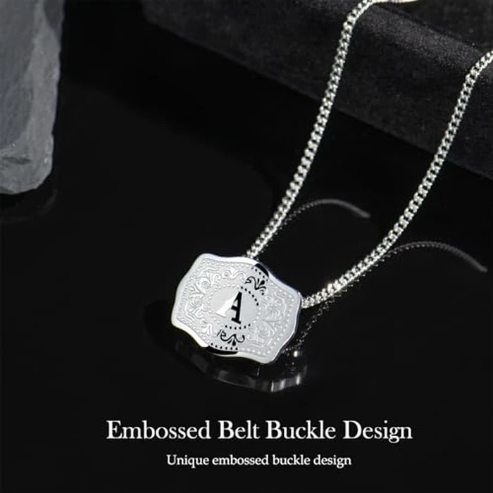 Holylegend Rhodium-Plated Initial Letter Pendant Necklace with Embossed Belt Buckle, Western Cowgirl Initial Necklace for Women, Buy 1 Get 15 Chains, Personalized Jewelry Gift for Women and Men by Holylegend - Image 3