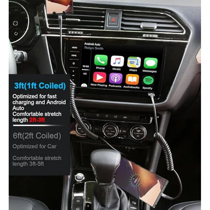 USB C to C Cable 3ft 2Pack Coiled USB C Charger Cable for Car Type C Fast Charging Cable for iPhone 17/16/15/Plus/Pro/Pro Max/Samsung Galaxy S23 by KIYODA - Image 4