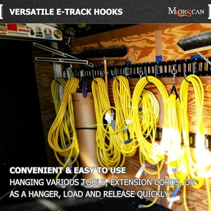 MorScan 10-Pack 4" E Track J Hooks, Heavy Duty Black Steel Hanger 1,400lbs Break Strength E-Track Tie Down Accessories for Box Truck, Enclosed Trailer, Garage, Vans, Warehouse, Workshop by MorScan - Image 3