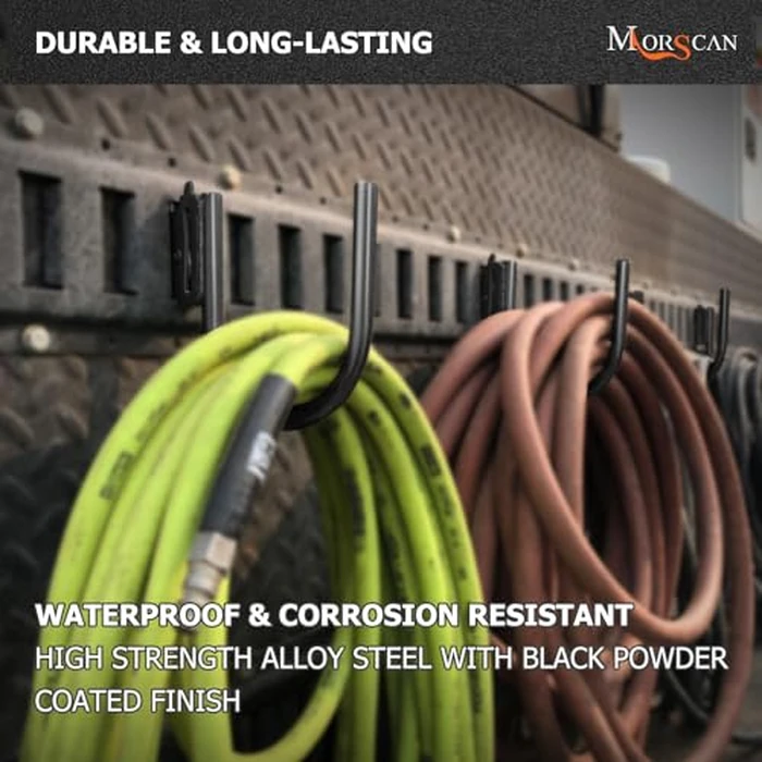 MorScan 10-Pack 4" E Track J Hooks, Heavy Duty Black Steel Hanger 1,400lbs Break Strength E-Track Tie Down Accessories for Box Truck, Enclosed Trailer, Garage, Vans, Warehouse, Workshop by MorScan - Image 7
