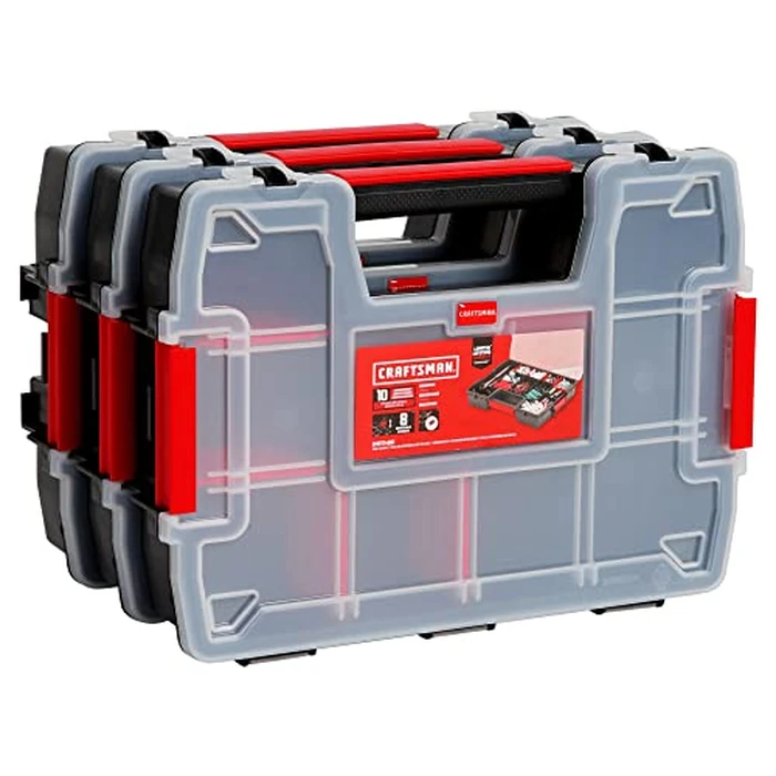 CRAFTSMAN Storage Organizer, Small Parts Organizer, 3-Packs with 10-Compartments, Lid Includes Secure Latch (CMST60964M) by CRAFTSMAN - Used - Like New condition - US$25.39