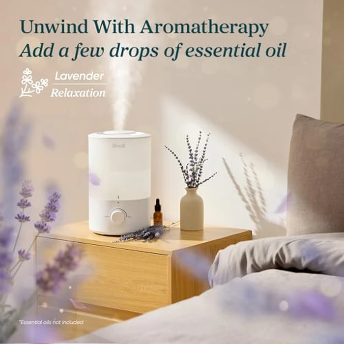 Levoit Humidifiers for Bedroom Large Room, 3L Cool Mist Top Fill Oil Diffuser for Baby Nursery and Plants, 360 Degree Nozzle, Quiet Rapid Ultrasonic Humidification for Home Whole House, White by Levoit - Image 3