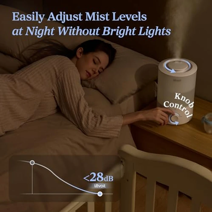 Levoit Humidifiers for Bedroom Large Room, 3L Cool Mist Top Fill Oil Diffuser for Baby Nursery and Plants, 360 Degree Nozzle, Quiet Rapid Ultrasonic Humidification for Home Whole House, White by Levoit - Image 5