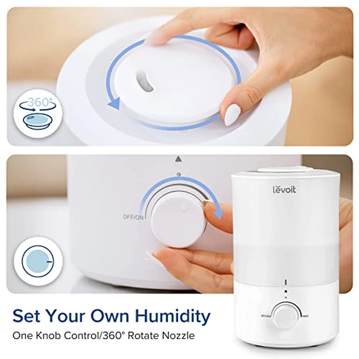 Levoit Humidifiers for Bedroom Large Room, 3L Cool Mist Top Fill Oil Diffuser for Baby Nursery and Plants, 360 Degree Nozzle, Quiet Rapid Ultrasonic Humidification for Home Whole House, White by Levoit - Image 8