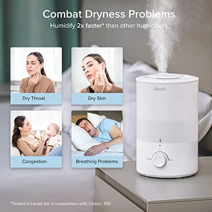 Levoit Humidifiers for Bedroom Large Room, 3L Cool Mist Top Fill Oil Diffuser for Baby Nursery and Plants, 360 Degree Nozzle, Quiet Rapid Ultrasonic Humidification for Home Whole House, White by Levoit - Image 9