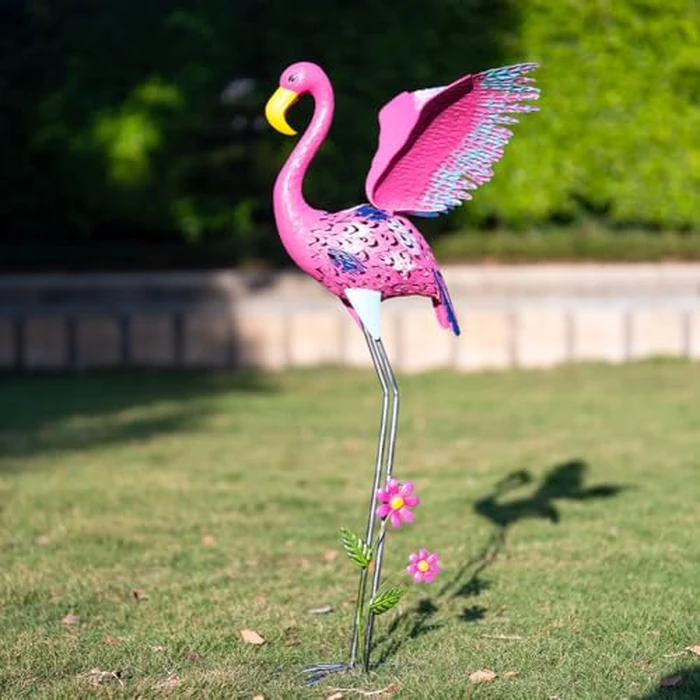 ViteenLight 42" Metal Flamingo Outdoor Statues,Garden Sculptures with Solar Light, Pink Flamingo Lawn Ornaments & Outdoor Decor for Patio, Backyard, Garden by ViteenLight - Image 7