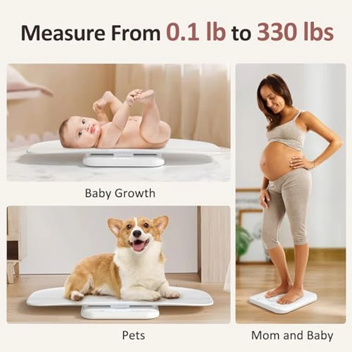 Baby Scale, Multifunctional Baby Weight Scale, Pet Scale for Puppy, Cat, Adult Scale Up to 330lbs, Accurate Digital Scale with Hold Function, 27-inch Height Measurement, 5 Units, LED Screen by GROWNSY - Image 2