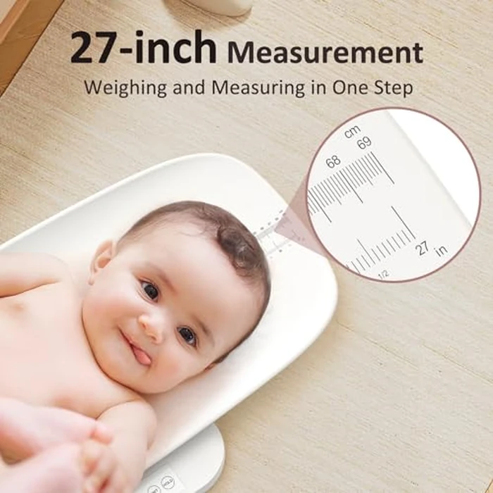 Baby Scale, Multifunctional Baby Weight Scale, Pet Scale for Puppy, Cat, Adult Scale Up to 330lbs, Accurate Digital Scale with Hold Function, 27-inch Height Measurement, 5 Units, LED Screen by GROWNSY - Image 3