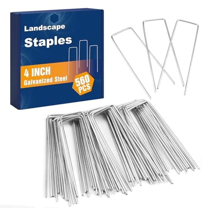 Whonline 560 Pack Landscape Staples 4 Inch, Galvanized Garden Stakes U-Shaped SOD Landscaping Fabric Pins Yard Ground Staples for Gardening Lawn Turf Securing Irrigation Pipe Hose Plant Cover Bulk by Whonline - Used - Very Good condition - US$25.38