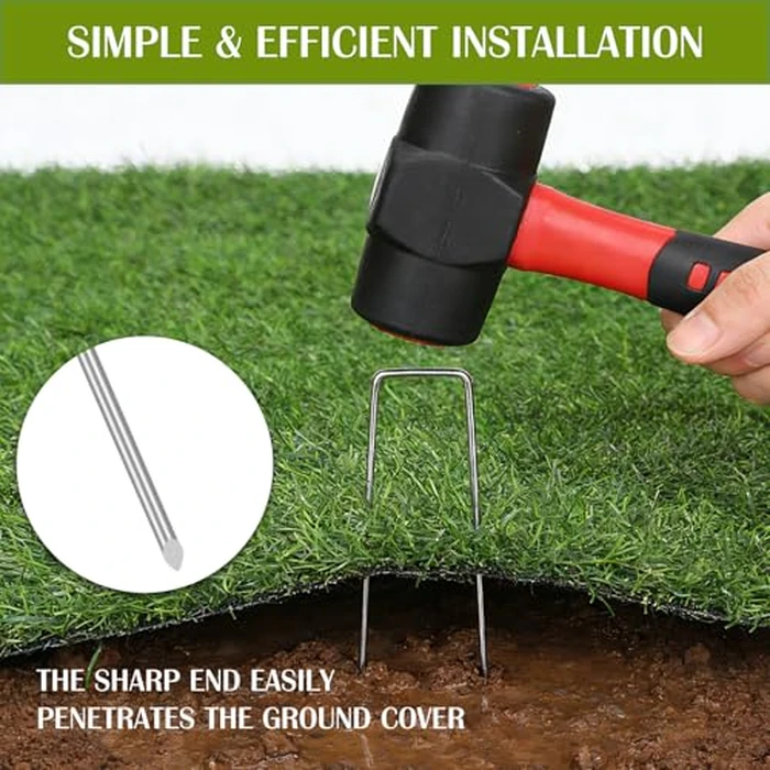 Whonline 560 Pack Landscape Staples 4 Inch, Galvanized Garden Stakes U-Shaped SOD Landscaping Fabric Pins Yard Ground Staples for Gardening Lawn Turf Securing Irrigation Pipe Hose Plant Cover Bulk by Whonline - Image 3