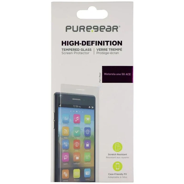 PureGear High-Definition Tempered Glass Screen Protector for Motorola One 5G Ace - Clear by PureGear - Refurbished - Brand New condition