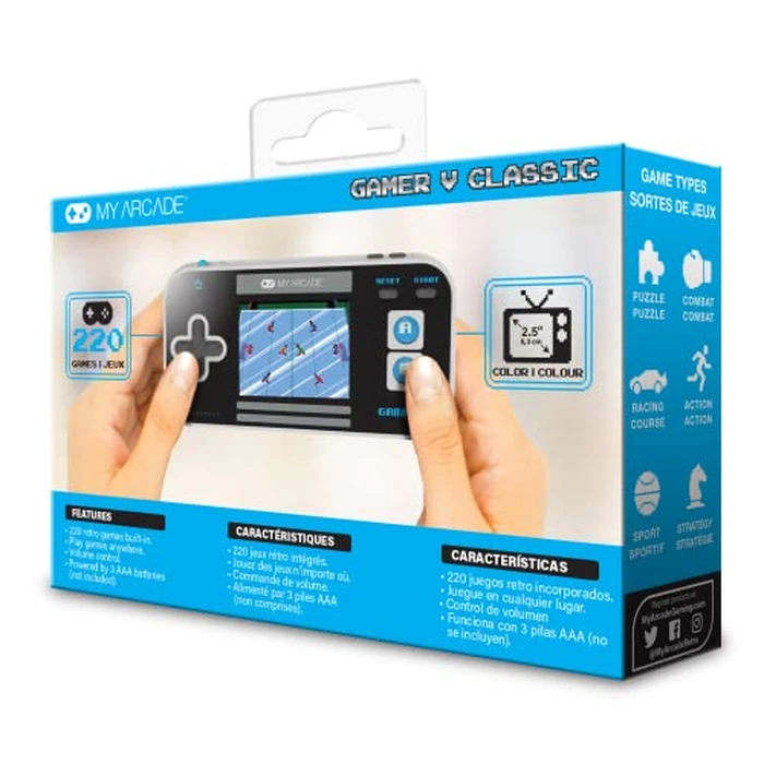 My Arcade Gamer V Classic-Blue: Portable Gaming System with 220 Games, 2.5" Color Display, Pocket Size (DGUN-3919) by MY ARCADE - Image 5