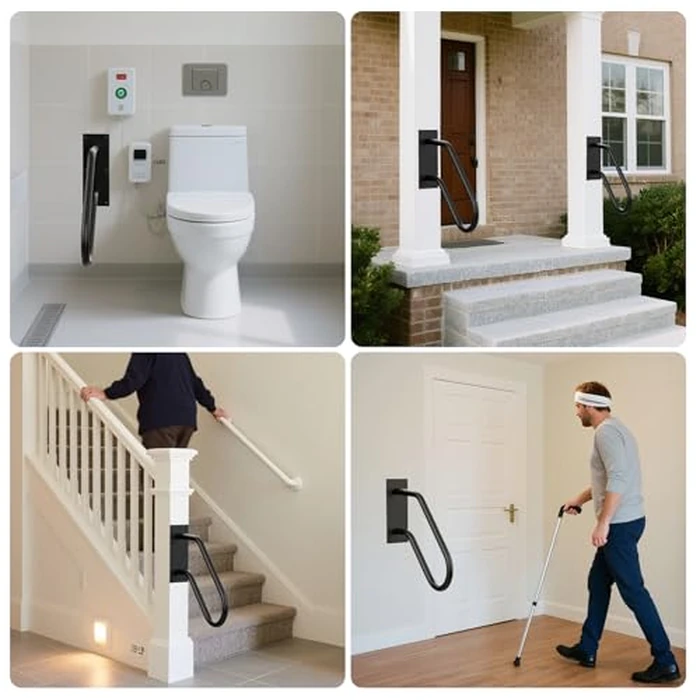 Aduanbang Wall Mount Handrail, Non-Slip U-Shape Stair Safety Grab Bar, Heavy Duty Powder Coated Metal for 1-2 Steps, Indoor/Outdoor Use, Garage Porch Garden Stair Railing - Black by Aduanbang - Image 6