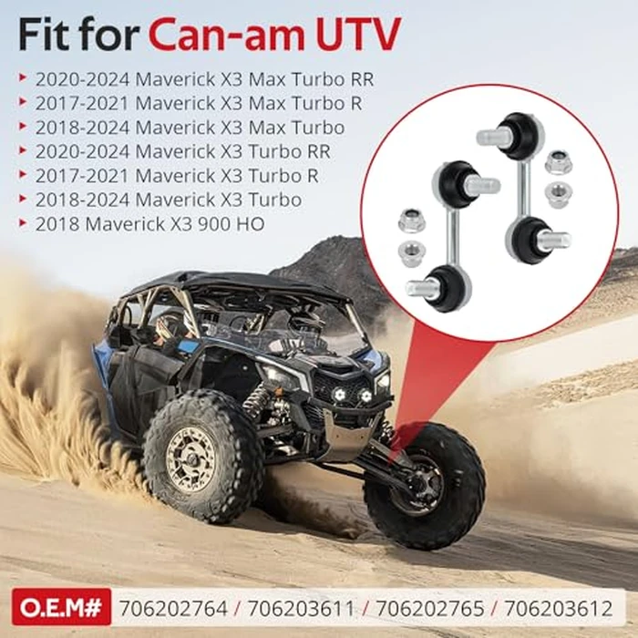 JAVIK Front Stabilizer Hand Ball Joint Stabilizer Bar End Links for Can-am 2017-2024 Maverick X3 Max Turbo R RR 900 O.E.M# 706202764 706202765 706203611 706203612 by JAVIK - Image 2