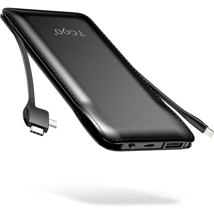 TG90 degrees 10000mah Portable Charger Power Bank with Built-in Cables - Black by TG90 degrees - Refurbished - Premium condition - US$25.48