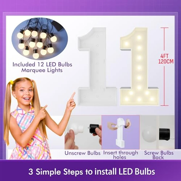 4FT Marquee Light Up Letters U, Big Marquee Letter for Baby Shower Birthday Engagement Wedding Marry Me Party Decor by JoyBox Design - Image 6