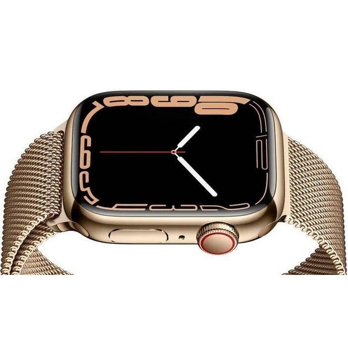 Apple Watch Series 7 (Cellular + GPS) - 32GB - 45mm - Gold Stainless Steel Case with Gold Stainless Steel Milanese Loop Band by Apple - Image 2