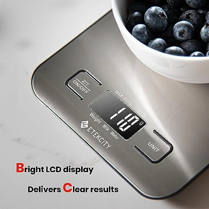 Etekcity Food Kitchen Scale, Digital Grams and Ounces for Weight Loss, Baking, Cooking, Keto and Meal Prep, LCD Display, Medium, 304 Stainless Steel by Etekcity - Image 4
