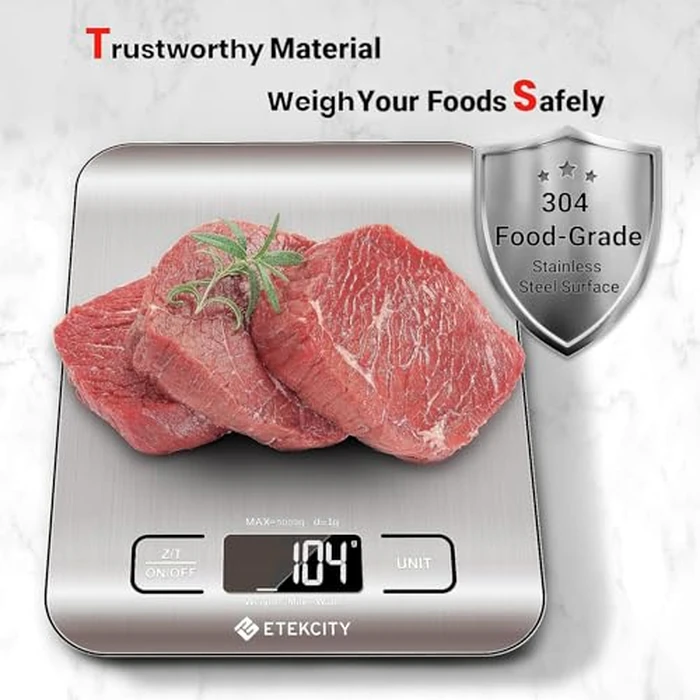 Etekcity Food Kitchen Scale, Digital Grams and Ounces for Weight Loss, Baking, Cooking, Keto and Meal Prep, LCD Display, Medium, 304 Stainless Steel by Etekcity - Image 7