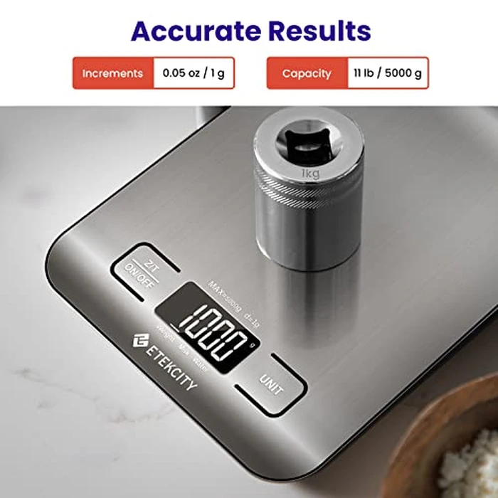 Etekcity Food Kitchen Scale, Digital Grams and Ounces for Weight Loss, Baking, Cooking, Keto and Meal Prep, LCD Display, Medium, 304 Stainless Steel by Etekcity - Image 8