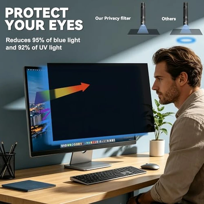 J J-Dream [2 Pack] 20 Inch Privacy Screen for Computer Monitor Blue Light Screen Protector Anti Glare Anti-Scratch Monitor Privacy Shield Screen 20 Inch 16:9 Aspect Ratio by J J-Dream - Image 3